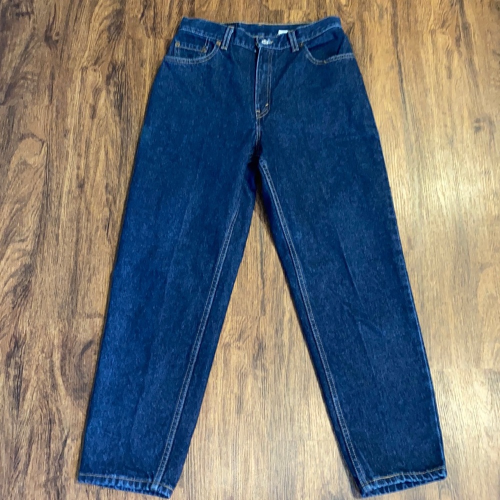 Vintage Levi 550 Relaxed Fit Tapered Leg High Waisted Dark Wash Mom Jeans-28X28